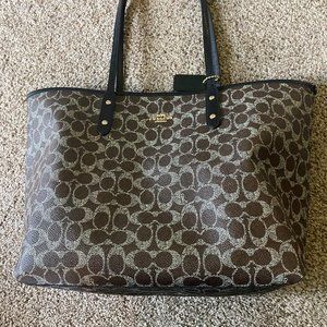 Coach Brown Signature Coated Canvas Tote